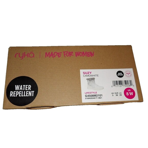 Ryka Women's Suzy Winter Booties White Camo 8W New White Gray Camouflage In Box - Picture 15 of 16